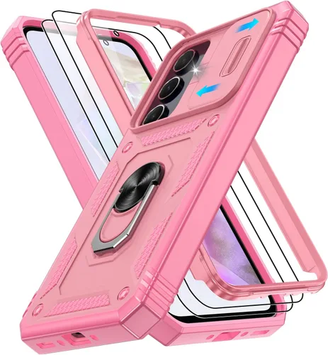 Vista 79 de Gritup Funda para Google Pixel 6 con cubierta deslizante para cámara y protector de pantalla (2 unidades), soporte de anillo giratorio 360°, funda