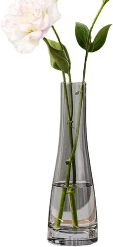 Vista 10 de Jarrón de cristal soplado hecho a mano, florero de flores transparentes, jarrones de un solo tallo, jarrón de vidrio decorativo, botellas, centro