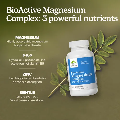 Vista 3 de Terry Naturally P-5-P/MAG - 60 cápsulas veganas - Vitamina B6 (piridoxal-5-fosfato), suplemento de zinc y magnesio, apoya la salud del corazón, sin