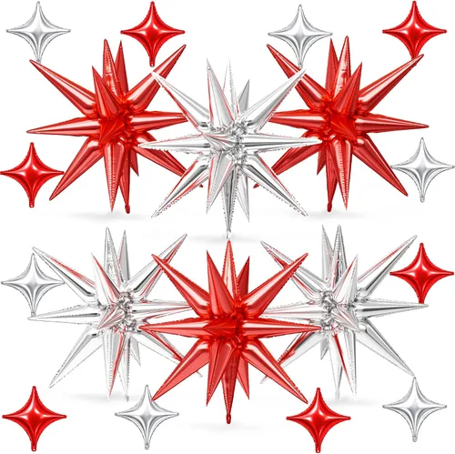 Vista 9 de Globos de estrella rosa, 18 piezas de papel de aluminio para niñas