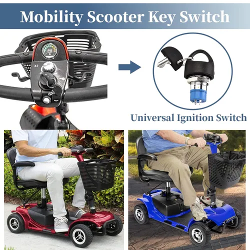 Vista 3 de Interruptor de encendido con llave, repuesto para scooter de movilidad, interruptor de encendido y apagado con 2 llaves para orgullo