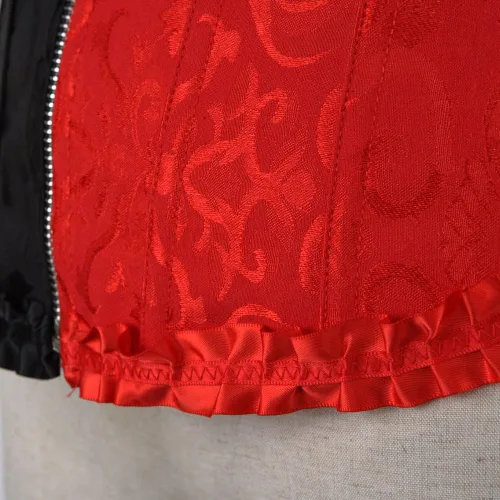 Vista 5 de Conjuntos de lencería sexy con corsé para mujer, color negro y rojo
