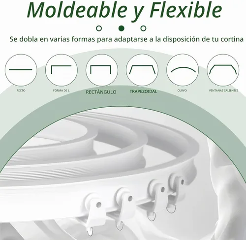 Vista 2 de XCK Riel de cortina flexible para techo, montable, cortable, 10 pies, curvado, recortable, riel flexible para cortinas de techo, plegable, riel