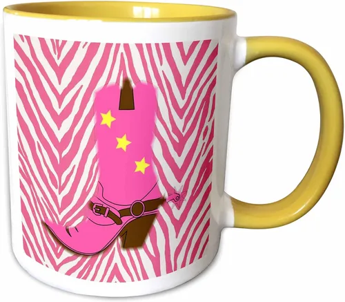 Vista 11 de 3dRose Taza de café, tamaño - 15oz - Imagen de la bota de vaquero rosa femenina en la vida campestre Chevron rosa - divertido regalo de taza de café