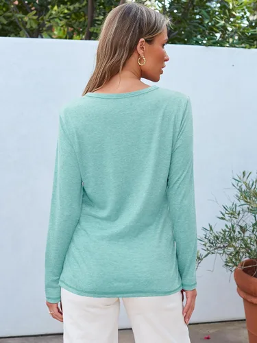 Vista 4 de AUTOMET Womens Long Sleeve Round Neck Shirts Basic Tee
