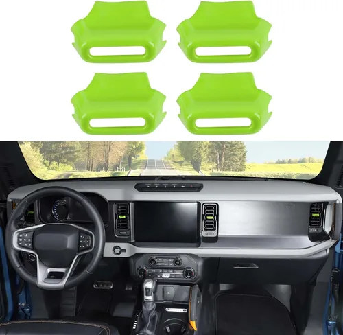 Vista 17 de Jimen Compatible con Ford Bronco 2021-2023, 4 piezas de cubierta de botón de ajuste de ventilación de aire de consola central (azul)