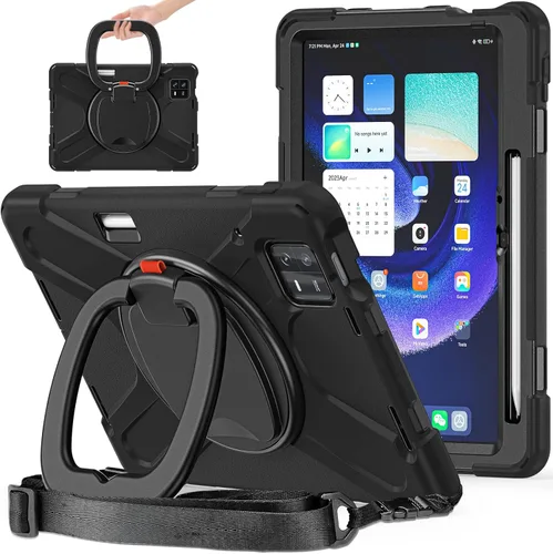 Vista 14 de Funda para Xiaomi Mi Pad 6/Mi Pad 6 Pro, funda resistente a prueba de golpes de 11 pulgadas, soporte giratorio 360, correa de mano, correa de rosado