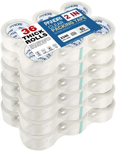 Vista 8 de PANDRI Cinta de embalaje transparente, 36 rollos de cinta de embalaje resistente para embalaje de envío, sellado en movimiento, 1.88 pulgadas