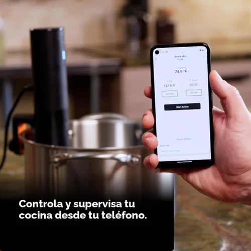 Vista 5 de Anova Culinary - Cocina de precisión Sous Vide Mini, 850 vatios, color negro y naranja, con aplicación habilitada, modelo 2024