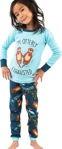 Vista 3 de Lazy One Conjuntos de pijama cálidos de manga larga para niñas y niños, divertidos conjuntos de pijama de animales para niños, acogedores, cómodos