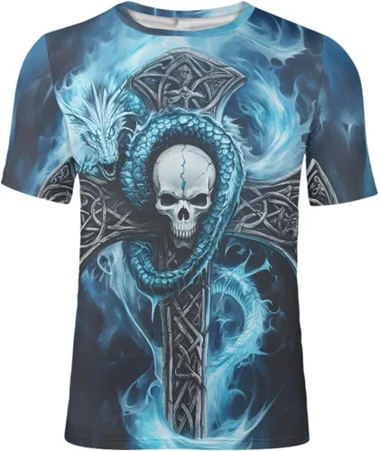 Vista 41 de GLUDEAR Camiseta Vikings para hombre, novedad con estampado 3D de mitología nórdica Aurora Galaxy Life Tree