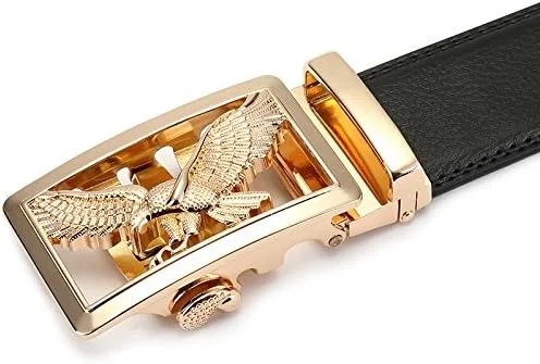 Vista 3 de Volanic Cinturón de cuero con trinquete para hombre con hebilla automática