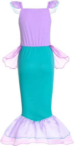 Vista 5 de Joy Join - Disfraz de princesa sirena para niñas pequeñas con peluca, corona rosa