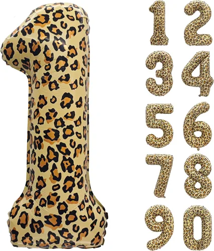 Vista 13 de Decoraciones de globos de letras de feliz cumpleaños con estampado de Estampado de leopardo