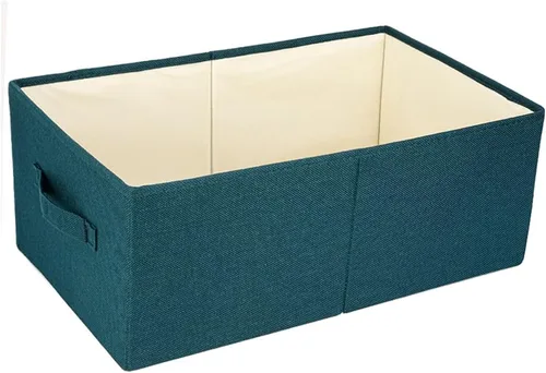Vista 12 de ALYER Organizador de almacenamiento plegable de tela con asas, contenedor para dormitorio, oficina, armario, bebés, guardería, juguetes, libros