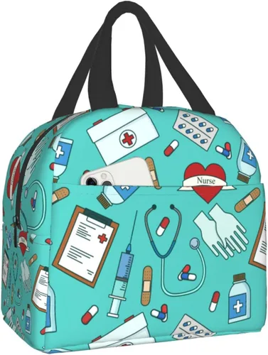Vista 15 de Bolsa de almuerzo aislada Hmklpi con piñas, bolsillo frontal, reutilizable, con cierre de cremallera para hombres y mujeres