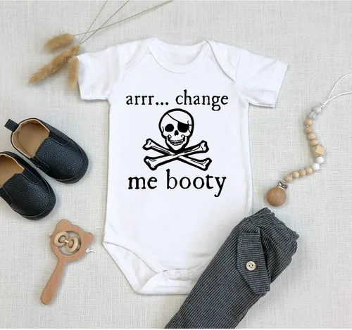 Vista 3 de arrr... change me booty - Mameluco divertido para bebé recién nacido, regalo
