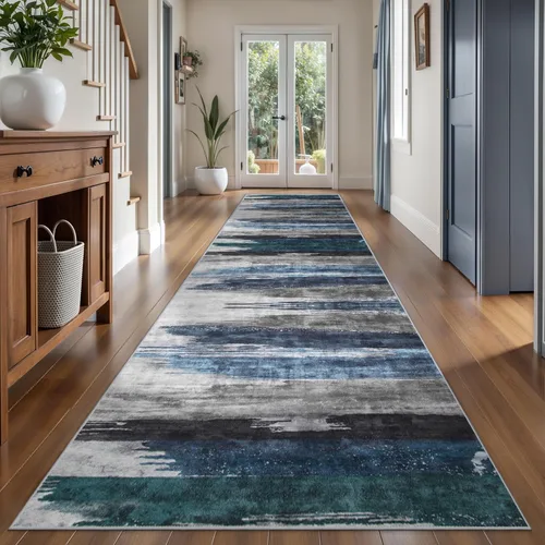 Vista 68 de Ciicool Alfombra moderna abstracta de 2 x 3 pulgadas, lavable, pequeña, antideslizante, de pelo bajo, alfombra de entrada plegable para cocina