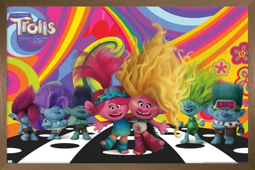 Vista 16 de Trends International Trolls Band Together (2023) - Universe Wall Poster, 22.4L x 14.7W, Barnwood Framed Version