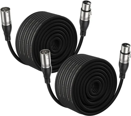Vista 11 de EBXYA Cable XLR de 2 pies, paquete de 10 unidades, cable de micrófono equilibrado premium con cable XLR de 3 pines macho a hembra, color negro