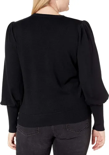 Vista 5 de The Drop Vivienne - Suéter de cuello redondo con hombros acolchados para mujer