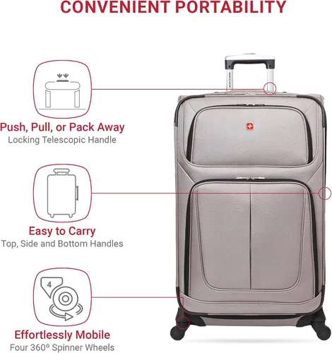 Vista 224 de SwissGear - Equipaje suave expandible Sion con ruedas, Negro