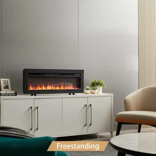 Vista 2 de Efiretric® Arthur - Chimenea eléctrica 3 en 1 de 36 pulgadas de ancho (EF456), independiente, montaje en pared, empotrada, efecto de llama de 9