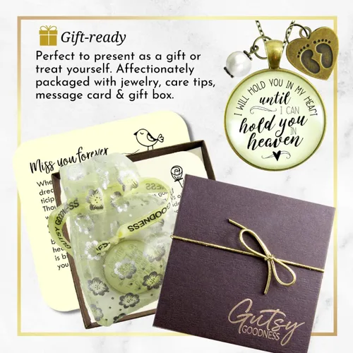 Vista 6 de Gutsy Goodness Miscarriage Necklace Comforting Sentimental Handmade Jewelry For Mom - Pendant, Message Card, Keepsake Gift Box