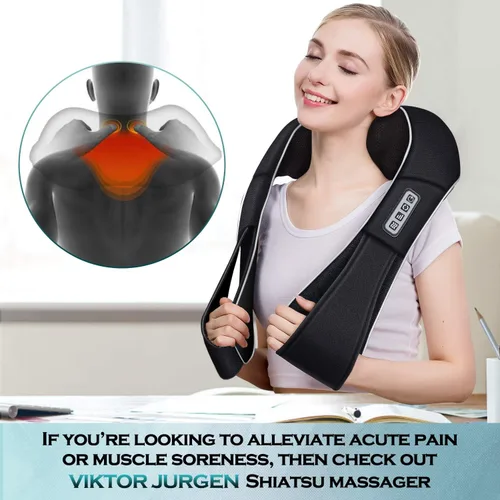 Vista 7 de Regalos de Navidad VIKTOR JURGEN para mujeres y hombres, masajeador Shiatsu de cuello y hombro con calor, masajeadores de recuperación deportiva