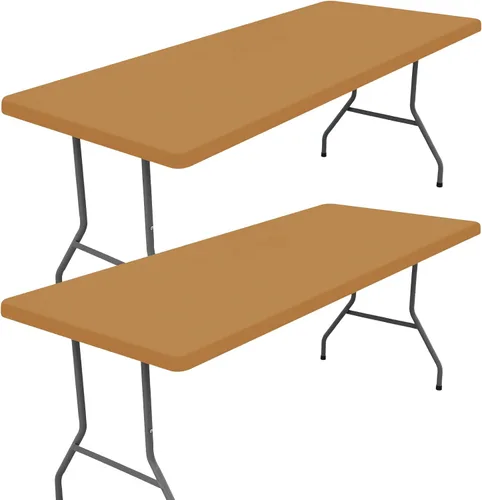 Vista 71 de Moosfor Paquete de 2 manteles rectangulares de elastano de 4 pies, elásticos y ajustables para pícnic, cubierta de mesa de patio elástica y lavable