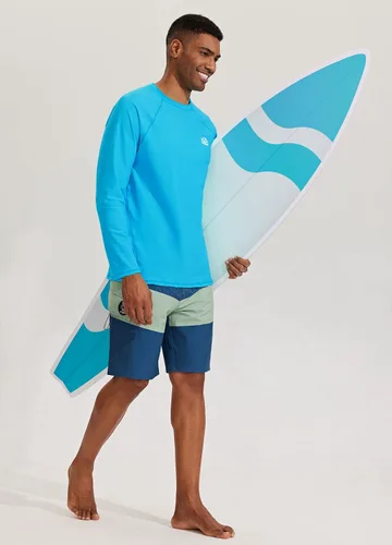 Vista 6 de Willit Camiseta de natación para hombre, manga larga, protección solar UPF 50+, ajuste holgado, secado rápido