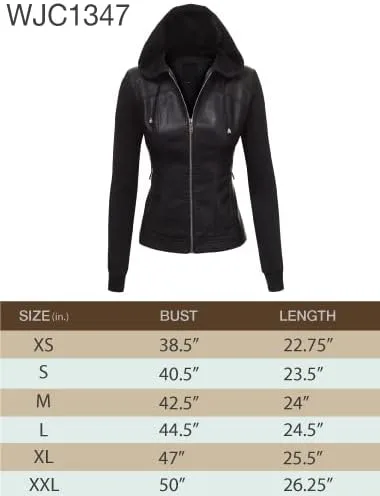 Vista 6 de Lock and Love - Chaqueta de motociclista de piel sintética con capucha desmontable, para mujer