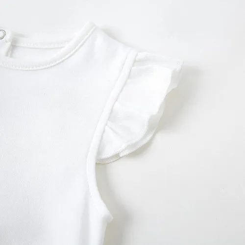 Vista 4 de O2 BABY Conjunto de traje de verano con volantes de algodón orgánico para bebé, vestido de tul con diadema