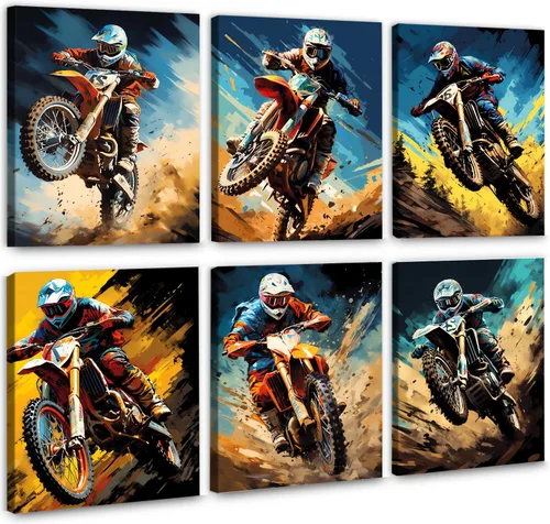 Vista 4 de Arte moderno de pared para automóvil, juego de 6 pósteres deportivos para automóvil (10 x 8 pulgadas, enmarcado) para habitación de niños