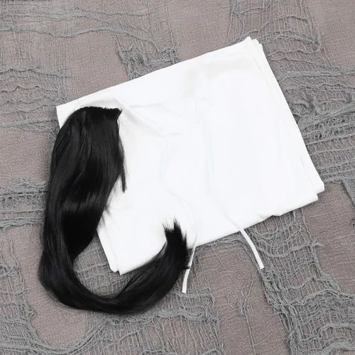 Vista 3 de Toyvian Vestido blanco, vestido de novia fantasma, traje de zombi blanco, traje de terror de Halloween, disfraz de terror, disfraz de fantasma