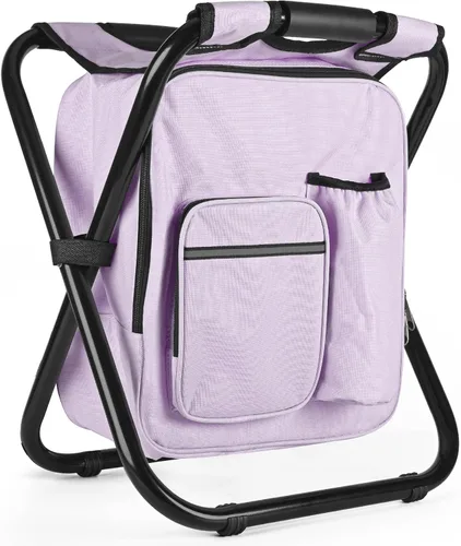 Vista 29 de Kikerike Silla enfriadora de taburetes tipo mochila resistente de 200 libras de carga máxima, portátil, ligera, plegable, para pesca, camping, caza