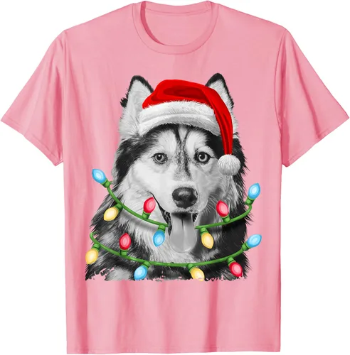 Vista 47 de Camiseta para niños con diseño de hachís siberiano con luces de árbol de Navidad Negro