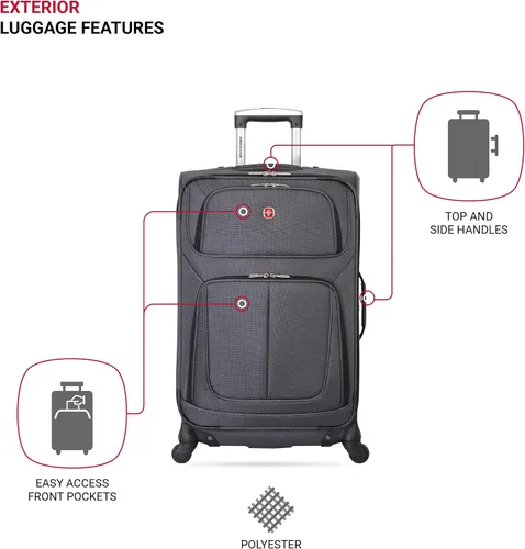 Vista 3 de SwissGear - Equipaje suave expandible Sion con ruedas Gris oscuro