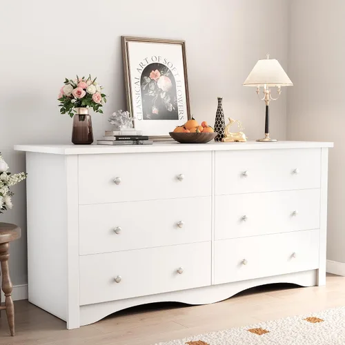 Vista 11 de Shahoo Cómoda para dormitorio con 6 cajones, cómoda de madera de 47.2 Marrón