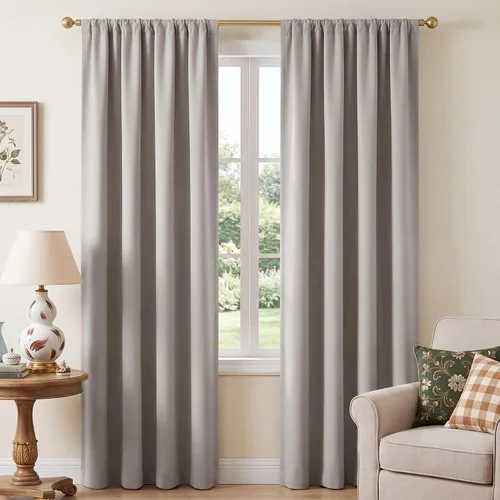 Vista 77 de NICETOWN Biscotti - Cortinas de cocina beige de 36 pulgadas de largo, bolsillo para barra, 100% opacas, casuales y relajantes, tratamientos