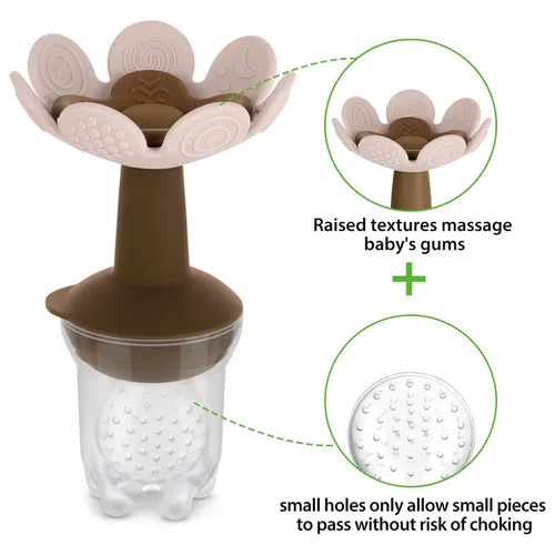 Vista 3 de Haakaa Flower Baby Alimentador de alimentos frescos con bandeja para congelador, molde de paletas de leche materna para alivio de enfriamiento