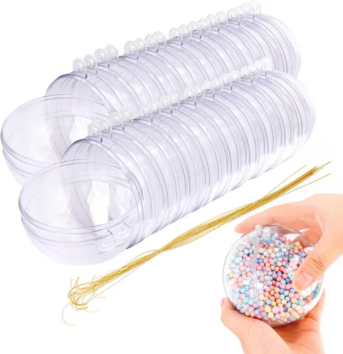 Vista 8 de 12 piezas de 60 mm Adornos de bolas de Navidad transparentes de plástico, 2.36'' redondas, de plástico transparente rellenables, DIY