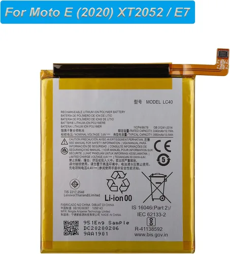 Vista 2 de Batería de repuesto LC40 compatible con Moto E (2020) XT2052 / E7 con herramientas 3550mah