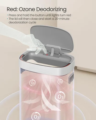 Vista 3 de SONGMICS Cubo de Basura de Cocina, Cubo de Basura con Sensor de Movimiento de 17.2 Galones (65 L), Cubo de Basura de Acero Inoxidable, Control