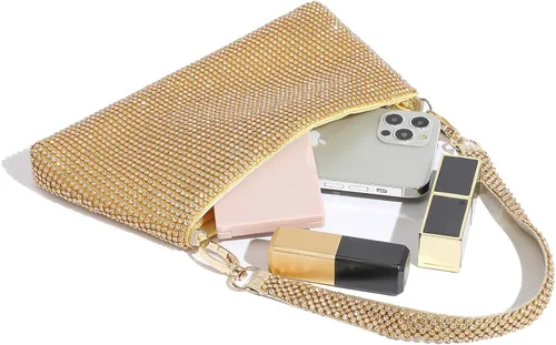 Vista 4 de YUWITA Bolso de noche con diamantes de imitación para mujer