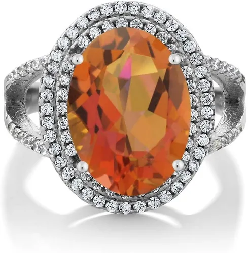 Vista 14 de Gem Stone King Anillo de piedra preciosa y piedra natal de 5-10 quilates para mujer Plata de ley 925 Ovalado 14X10MM Anillo de boda