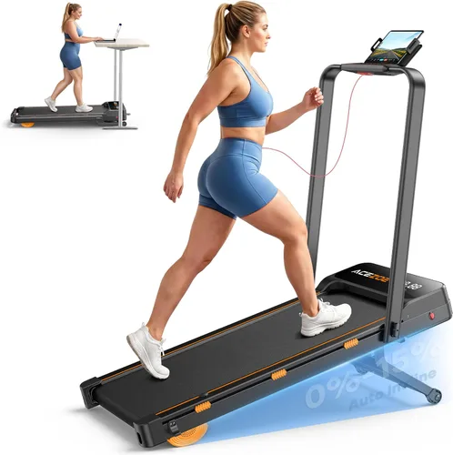 Vista 10 de Cinta de correr plegable con inclinación automática del 15% y barra de Negro naranja