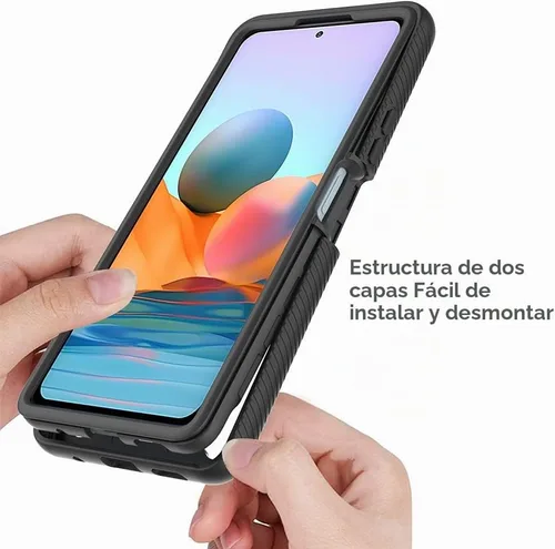 Vista 3 de Funda Redmi Note 10 Pro, funda protectora anticaídas y absorción de golpes para Xiaomi Redmi Note 10 Pro Max 4G M2101K6I Redmi Note 10 Pro 4G Negro