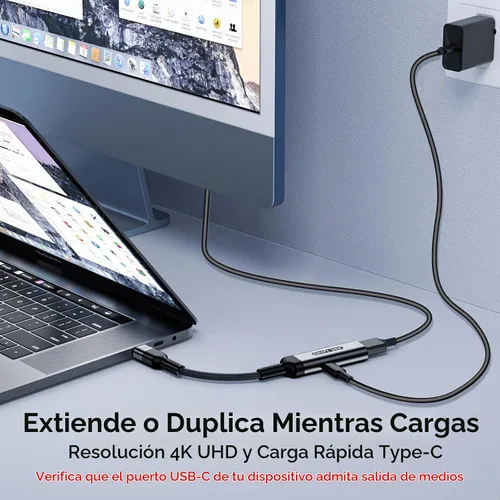 Vista 2 de USB C a Mini DisplayPort con adaptador de carga PD100W 4K @60Hz