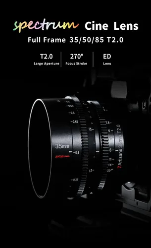 Vista 2 de 7artisans Lente de película profesional cinematográfica cinematográfica cinematográfica de 1.378 in T2.0 para cámara sin espejo Sony E Mount A6000